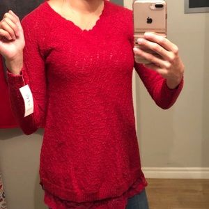 Cute red lace long sleeve
